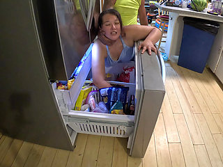 asian stepsister stuck in freezer gets pounded hard from behind