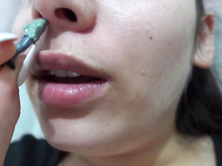 My Giantess Stepsister Puts Tiny Stepbrother in Her Nose as Punishment and Plays with Him