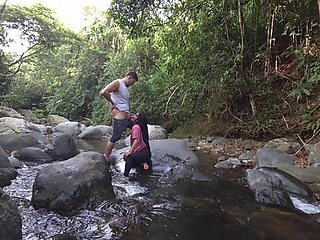 Venusandzeus Takes a Steamy Outdoor Hike in Close-Up, Sucking Cock Hungrily Before T
