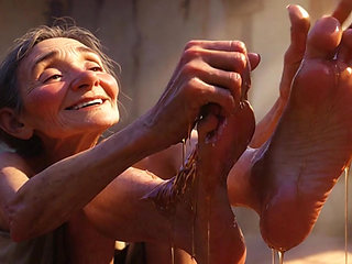 Granny Foot Oil Session - Feeling Intense Pleasure & Craving Tongue