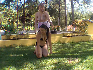 Pony Play Girls Swimming Pool Humilation - Be My Pony and Carry Me Bitch!