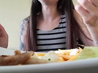 italian couple goes out for lunch then she gets fucked hard doggystyle with creampie