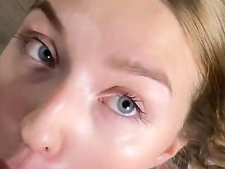 Cum on Face After a Deep Blowjob. Try Not to Cum Amateur Honey Sasha