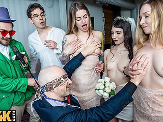 VIP4K. Will the Groom guess where his Bride's Boobs are?