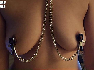 Hot MILF With Nipple Clamps And Masturbating (250329A)