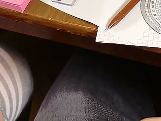 College Girl Compilation - Handjob Again in Math Class Under the Table and Even a Bit of Blowjob and Footjob, at College