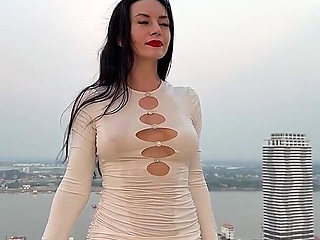 Outdoor Pussy Flashing, Pee in the Glass, Spit, Ahegao, Fake Cum on My Tits & Body