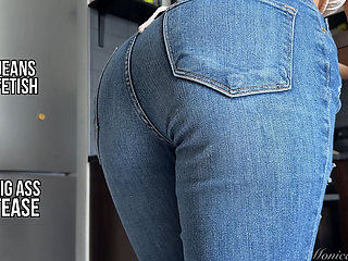Tight Jeans and Exposed Belly in the Kitchen