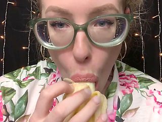 Sensual ASMR banana licking session