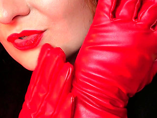 Fur fetish and long leather gloves pin up MILF