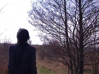 Masturbating and peeing outdoors in genuine nylon stockings