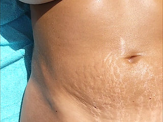 Real homemade wife sunbathing and showing off her body with big natural tits and perfect asshole