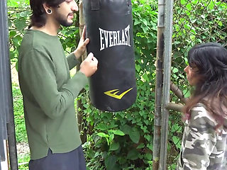 While Boxing I Hit the Neighbor and I Have No Choice but to Indulge Him by Sucking His Big Cock and Letting Him Fuck Me.