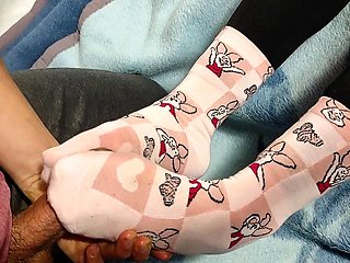 Footjob and sockjob cumshot highlights featuring Loulouchan97