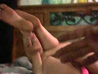 Stepmom shows stepson how to do a double penetration using her dildo ang his hard dick