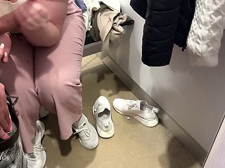 Hawk Thua in fitting room - risky blowjob and sloppy handjob