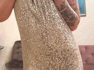 Short dress, high heels teasing