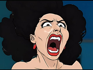 Married Busty Brunette Can't Resist the Sight of a Big Black Cock. Cartoon