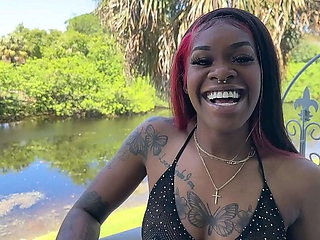 Harmony Barz Fucks Her White Neighbor - Amateur Interracial POV with Blowjob & Cum Swallowing