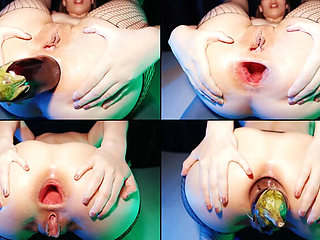 Wonder Ivy Anal Gape with Huge Eggplant Toy - Close Up Doggystyle & Hardcore Fucking