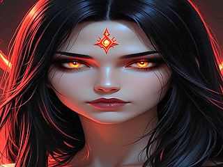Shadow Assassin Warrior Woman with Jet Black Hair and Amber Eyes Dark Fantasy Portrait Ai Art Slideshow