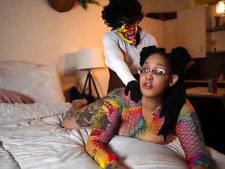 Interracial hardcore lesbian action with pornstar