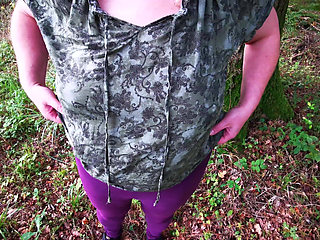 Punishing Her Naked Tits in the Woods