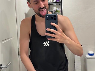 Hot Stepdaddy Jerking off in Bathroom