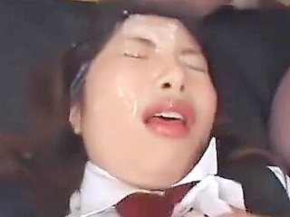 Amateur japanese teen 18+ gets bukkake and facial in groupsex