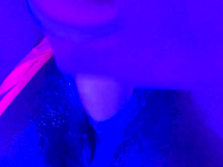 Ebony Goddess Leaking: Neon Thong & Dildo Squirt