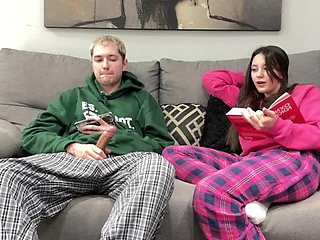 Step Sister Caught Step Brother Watching Porn and Jerking Off! Beauty was Sho...