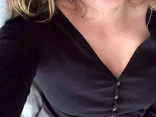 Lovely Amateur teen brunette masturbating outdoor