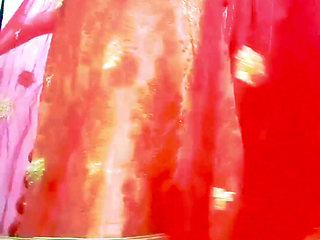 Indian Gay Crossdresser Gaurisissy Feeling Horny in Golden Lehanga