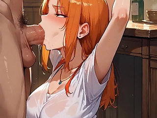 Anime Ai My Wife Seduces Me in the Kitchen with a Deep Throat, and Swallows My Semen for Dessert