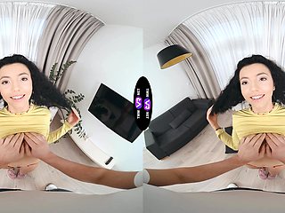 Brunette Mini Mitzi rides cock in reverse cowgirl position