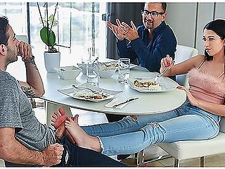 Jake Adams, Luke Longly And Alex Coal - Black Haired Latina Has Her Feet Sucked While Being Fucked