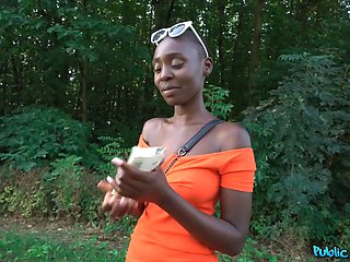 Public agent - african woman with Hairy Pussy and Big Ass shoots a load hard on my cock