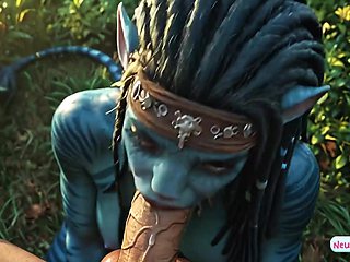 Pandora moonlight guides blue anime Avatar babes to taste human cock