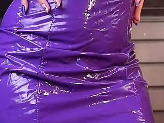 Sfw Latex Fetish! Blonde in the Violet Latex Dress