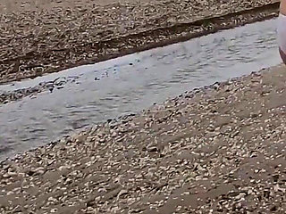 Stripping Naked and Walking on Public Beach