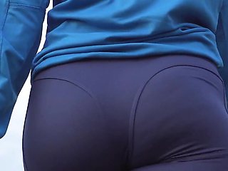 MILF with Nice Ass Walking in Tight Pants View From Behind
