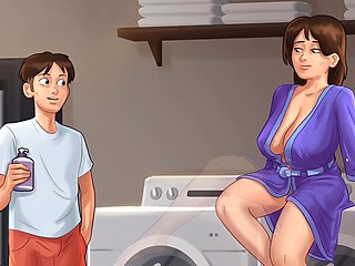 Busty MILF plays through the summertime saga sex game