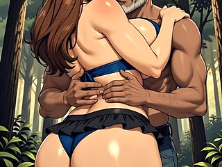 hentai Forest Temptation: Thick Young BBW Ravished by Older Man in Moonlit Outdoor Ecstasy