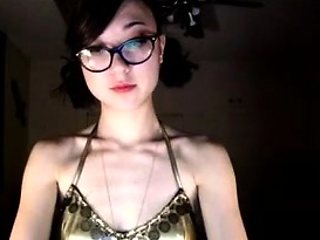 Horny amateur masked Asian teen toying on webcam show