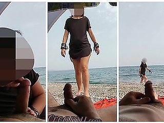 Dick Flash - A Girl Caught Me Jerking Off In Public Beach And Help Me Cum - Misscreamy
