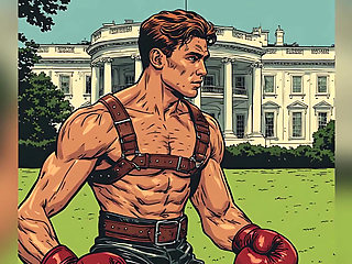White House Lawn Fighter Bulge Comic Style Art