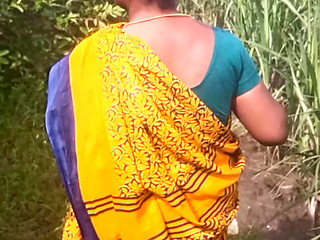 Desi Friend's Wife Holding and Squeezing Breasts in Guava Plantation
