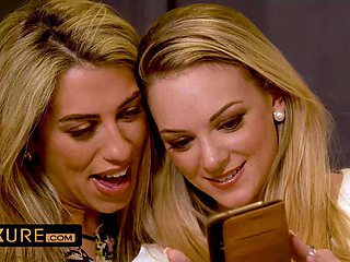Lesbian Threesome with Two Blondes in Lingerie