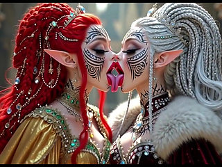 Beautiful Elves Princess Kissing, Ai Animation