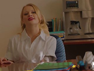 Blonde Paris White Seduces Teacher Robby Echo in Office POV